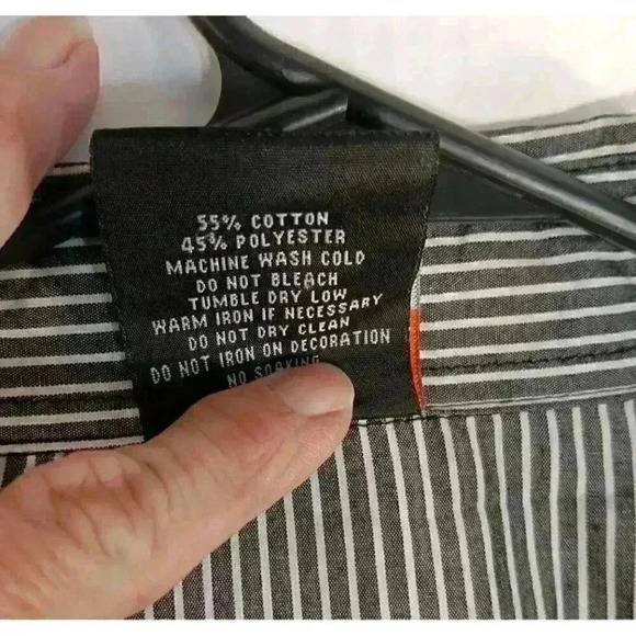 "SOUTHPOLE" VTG Men's Button Down Long Sleeve Black/ White Strip Mens Size Large - Picture 6 of 7